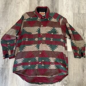 Vintage Paragraff Shirt Mens Small Aztec Southwest Wool Blend Button Up 90s